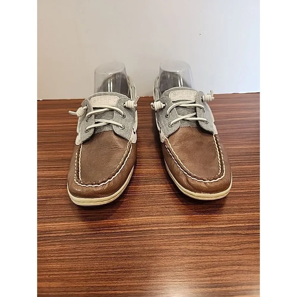Sperry STS97722 Boat Dock Side Slip On‎ Shoe Grey Brown Cream Mens 9 Woman's 11